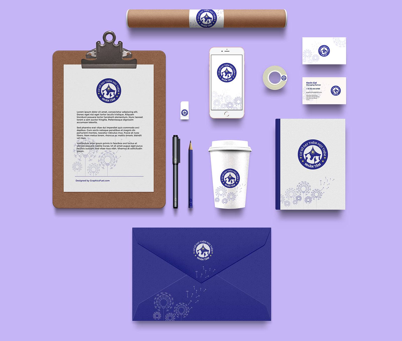 Mockup bộ văn phòng Logo Nhân Tâm
