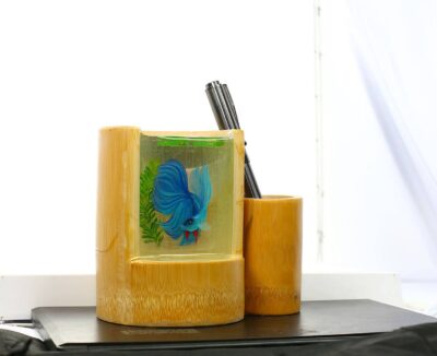 Ống Cắm Bút Tranh Cá Xiêm 3D