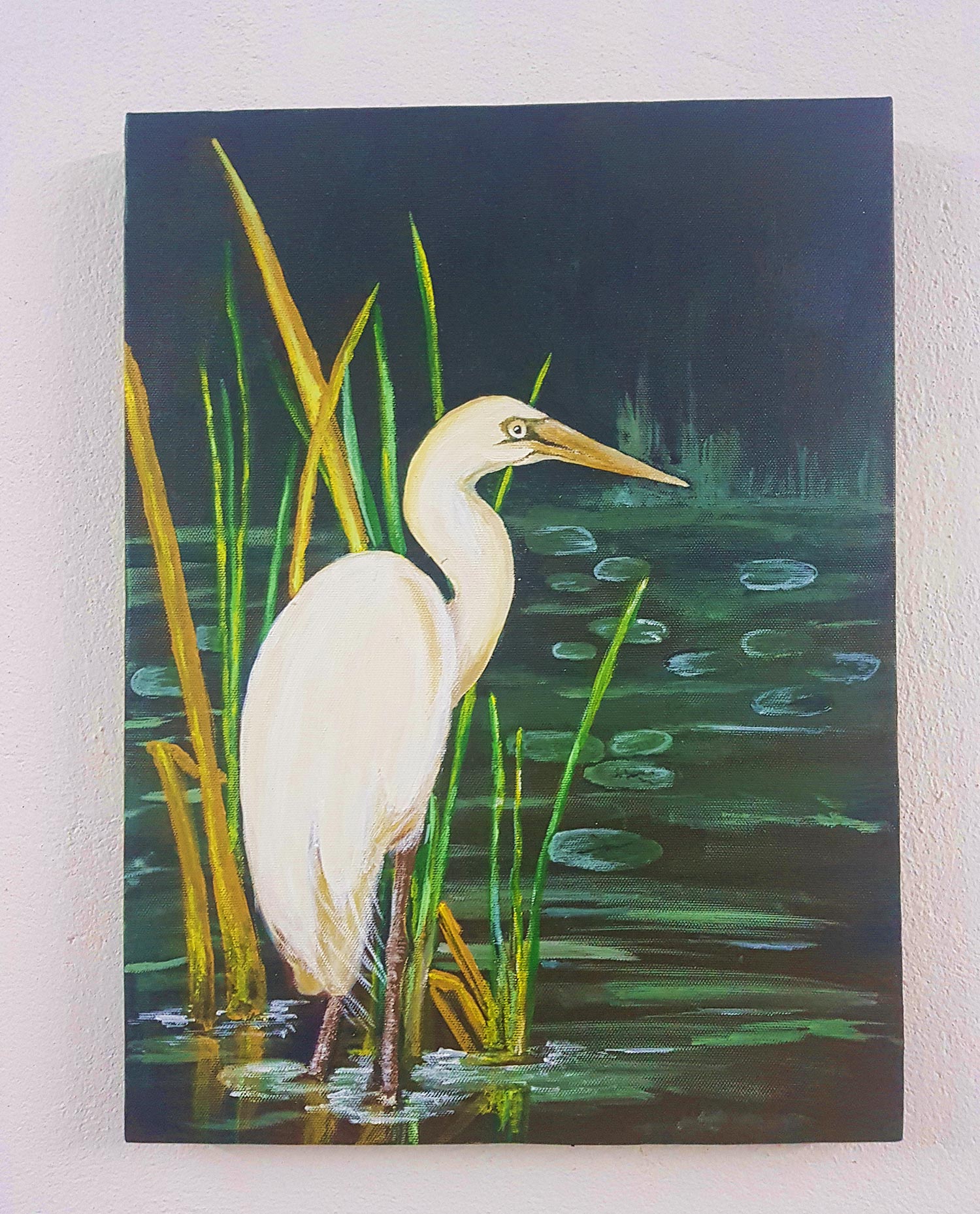 Tranh Canvas Vẽ Tay Con Cò