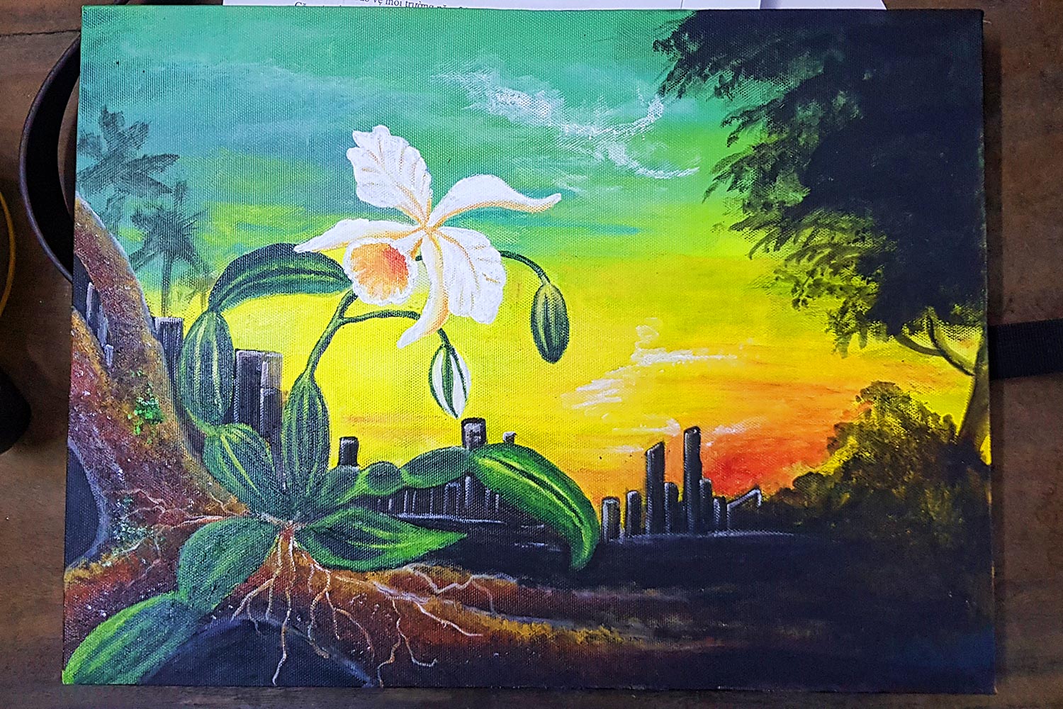 Tranh Canvas Vẽ Tay Hoa Lan