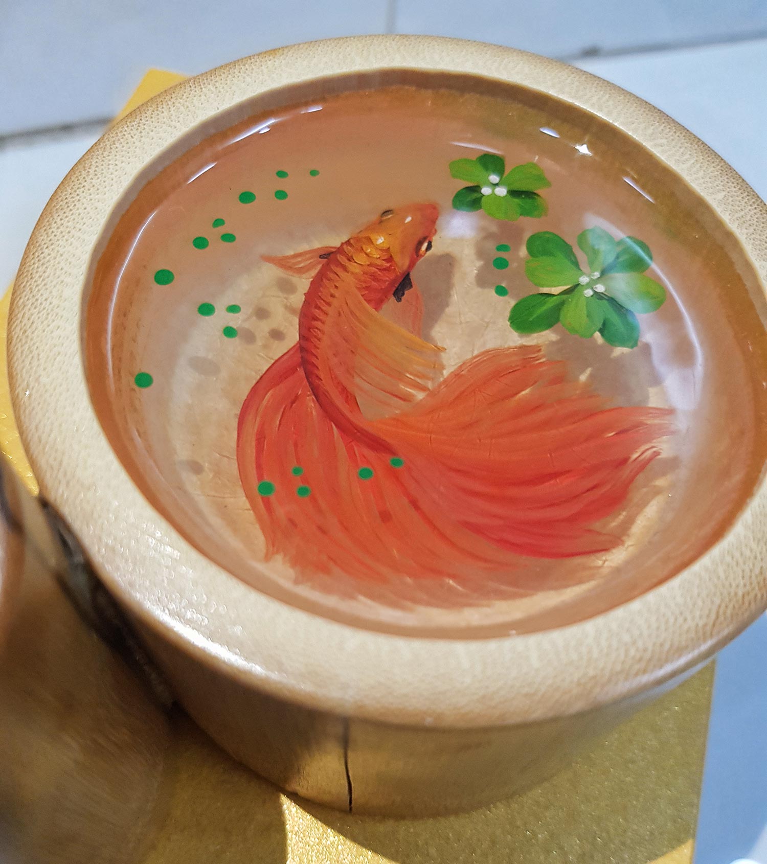 Ống Cắm Bút Tranh Cá Xiêm Đỏ 3D 3
