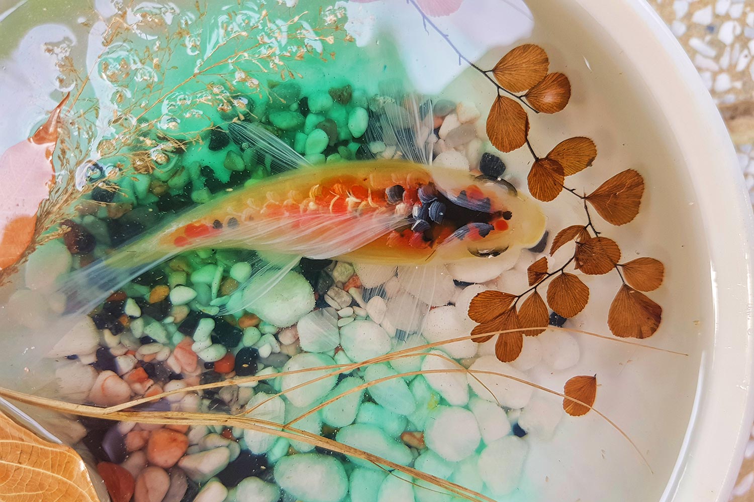 Tranh Cá Chép 3D Gốm Nhật Để Bàn 2