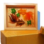 Tranh Hai Cá Ba Đuôi 3D Hộp Gỗ Để Bàn