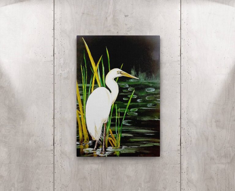 Tranh Canvas Vẽ Tay Con Cò