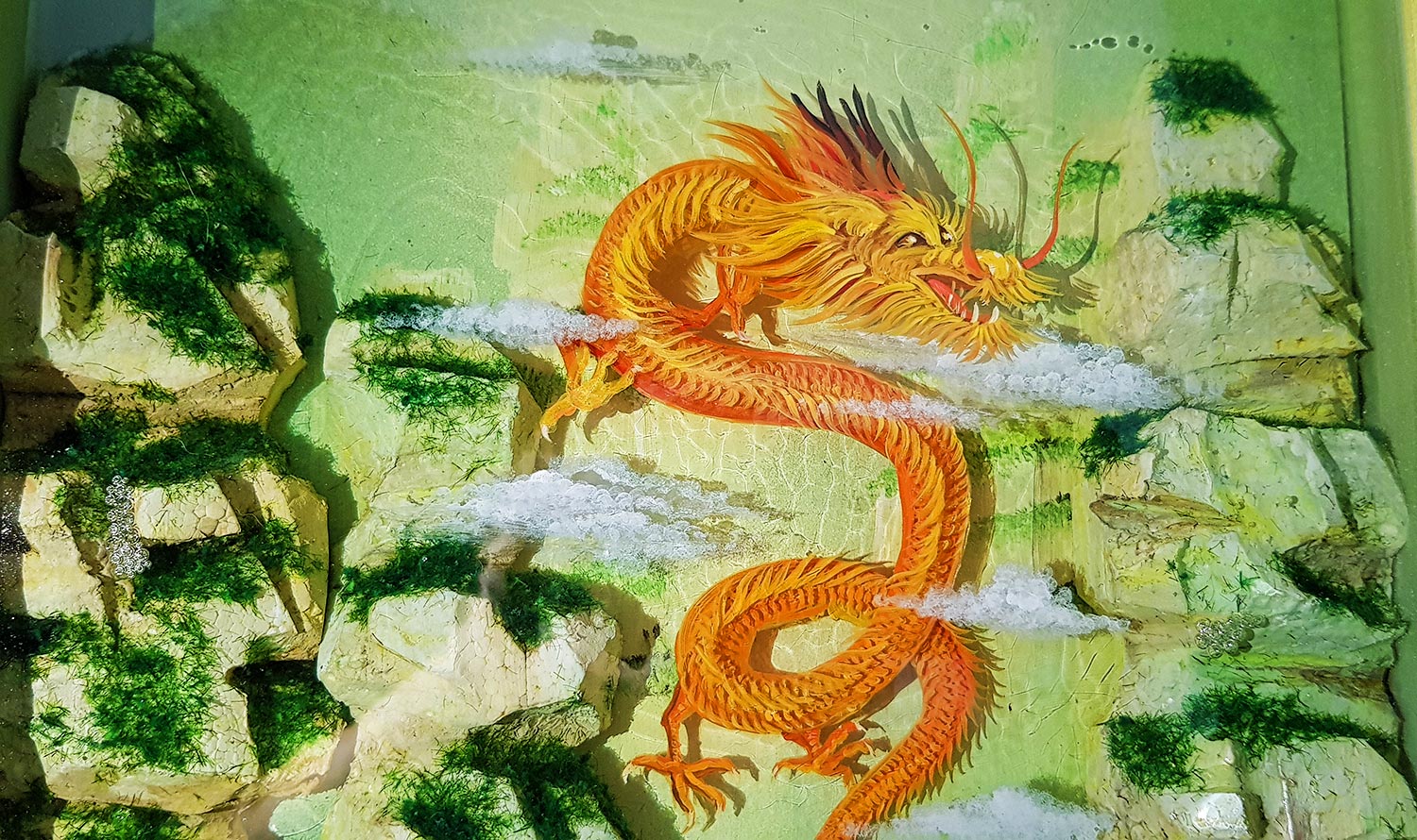 Tranh Rồng Vàng 3D Treo Tường: Phi Long