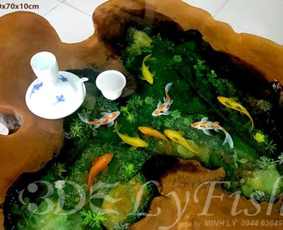 Bàn Tranh Cá 3D Gỗ Bằng Lăng