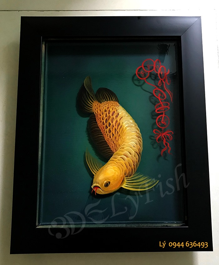 Hình ảnh Tranh Cá Kim Long 3D Treo Tường