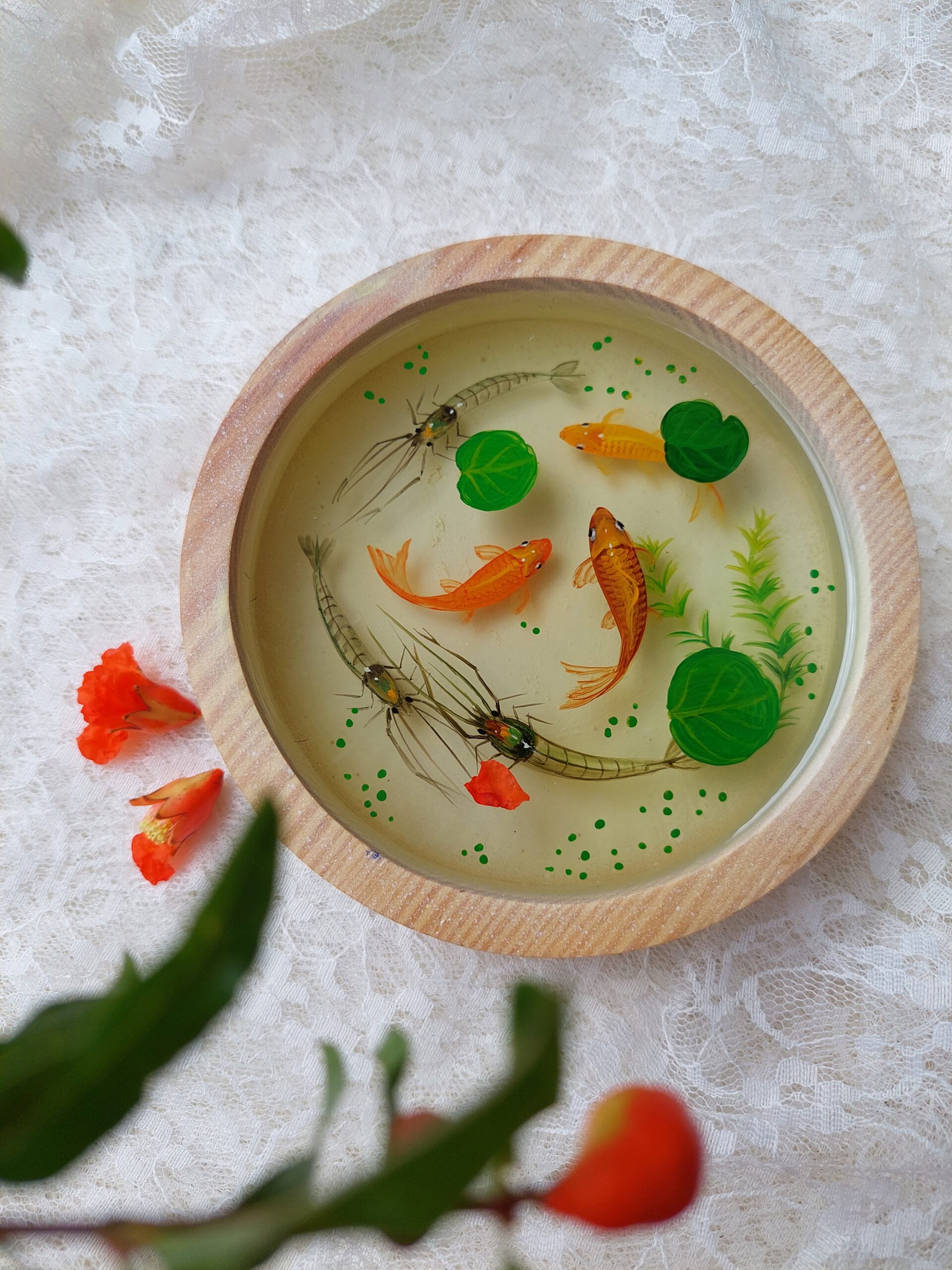Chậu Cá Và Tép 3D Tròn Để Bàn - Ảnh 2