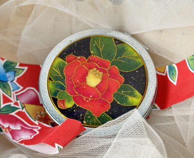Gương Tròn Tranh Cảnh Thái Lam Hoa Trà Mi